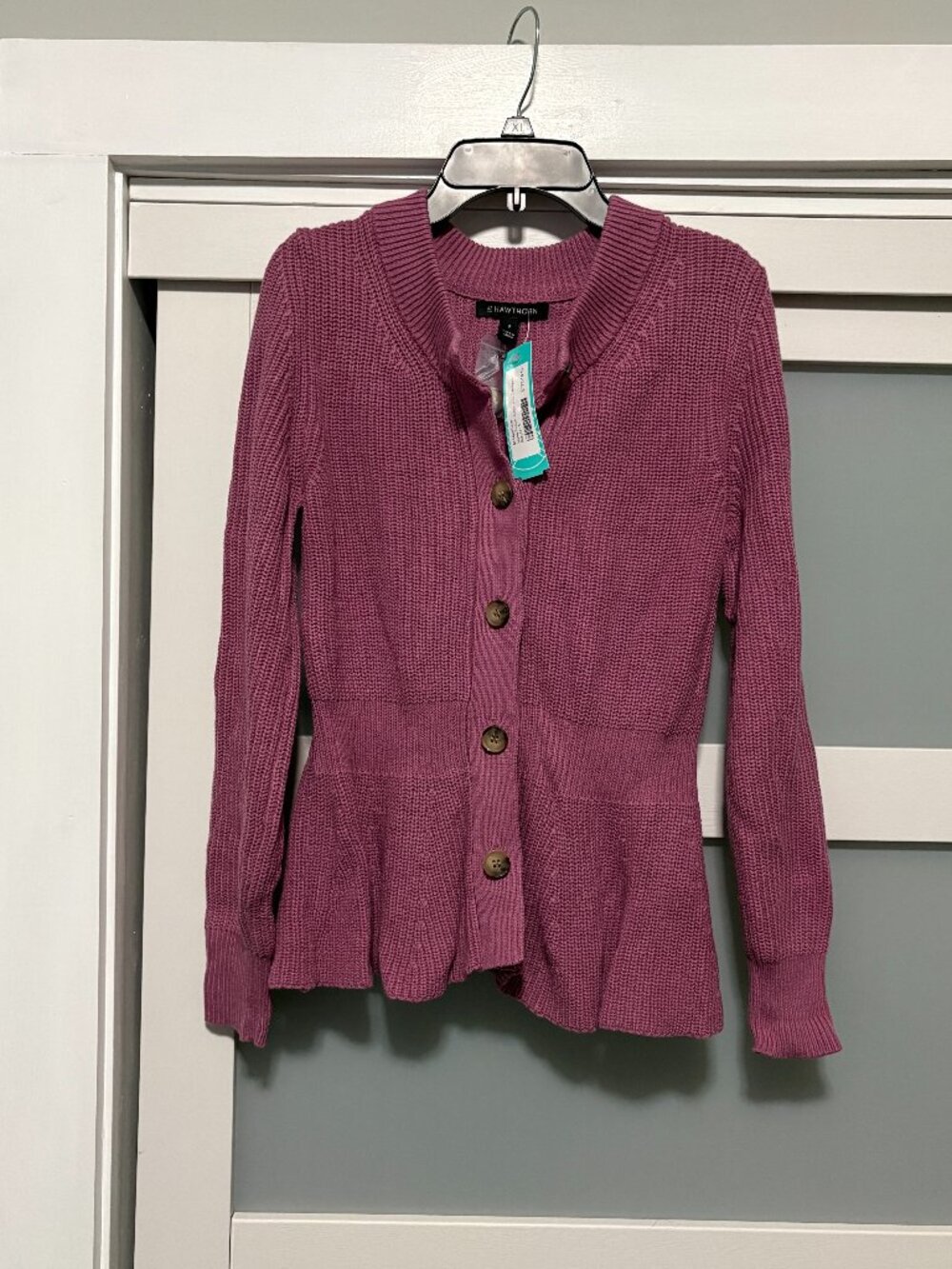 41 Hawthorn Sasha Peplum Crewneck Cardigan Sweater Stitch FIx sz Small S NWT NEW